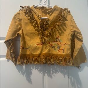 Vintage 60s Western Wear Fringe Shirt Tan Embroidered Toddler Size 12 Months
